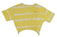 Žluto-bílé pruhované crop tričko se sluníčkem z flitrů Primark