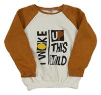 Bílo-hnědá mikina s nápisem 