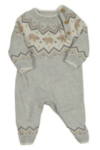 Šedo-bílo-béžový svetrový overal s medvídky F&F