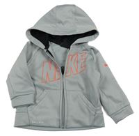 Šedá propínací thermo mikina s logem a kapucí Nike