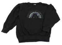 Černá oversize mikina s duhou z flitrů Next