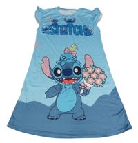 Modrá noční košile se Stitchem a volánky 