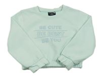 Mintová crop mikina s nápisy Ergeenomixx