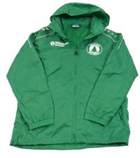 Zelená šusťáková sportovní bunda s potiskem a kapucí Jako