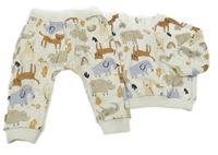 2set - Smetanová mikina se zvířátky + tepláky se zvířátky 