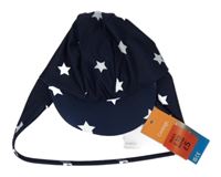 Nové - Tmavomodro-bílá UV kšiltovka s hvězdami a ochranou krku George