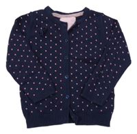 Tmavomodrý propínací svetr se srdíčky Primark
