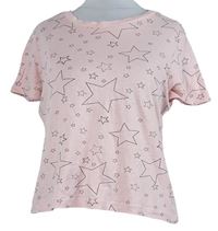 Dámské růžové hvězdičkované crop tričko Primark 