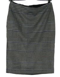 Dámská černo-modro-bílá kostkovaná pouzdrová sukně M&S