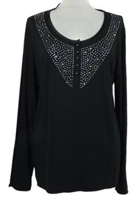 Dámské černé triko s kamínky Bonprix 