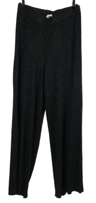 Dámské černé třpytivé palazzo pletené kalhoty Primark 