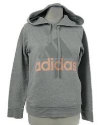 Dámská šedá mikina s logem a kapucí Adidas 