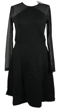 Dámské černé šaty s tylovými rukávy Apricot 