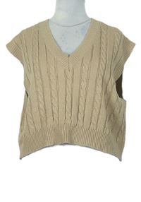 Dámská béžová vzorovaná svetrová crop vesta Shein 