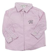 Růžovo-bílá vzorovaná košile s potiskem C&A