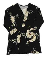 Černý květinový cardigan Shein