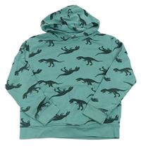 Modrá mikina s dinosaury a kapucí H&M