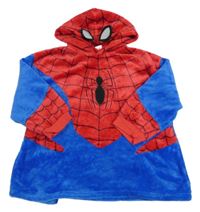 Červeno-modrá chlupatá oversize mikina s kapucí - Spider-man Marvel