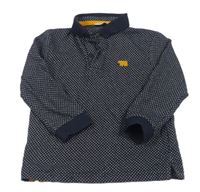 Tmavomodro-bílé vzorované polo triko s výšivkou zn. Primark