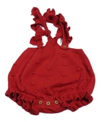 Červené puntíkaté pletené kraťasy s kšandami George