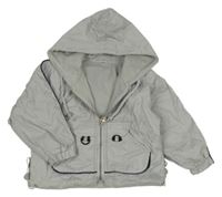 Světlešedá šusťáková jarní bunda s kapucí 