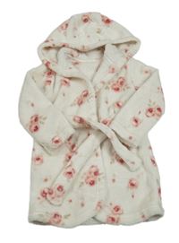 Bílý květinový chlupatý župan s kapucí George