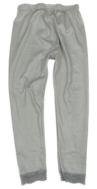 Světlešedé sportovní legíny s hadím vzorem a krajkou 