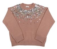 Růžový svetr s flitry Next