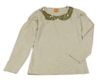 Béžové melírované triko s flitry 