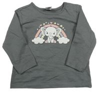 Šedé triko se slonem a duhou Dopodopo