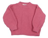 Růžový žinylkový svetr H&M