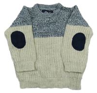 Modro-smetanový melírovaný svetr Rebel