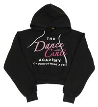 Černá crop mikina s nápisem a kapucí 