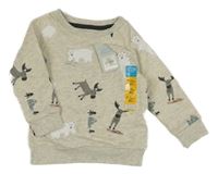 Nové - Béžovo-šedá melírovaná mikina se zvířátky Primark