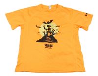 Neonově oranžové sportovní tričko s obrázkem 