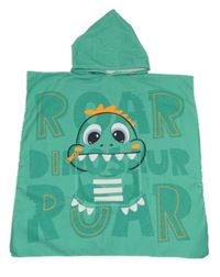 Zelené froté osuškové pončo a dinem a kapucí 