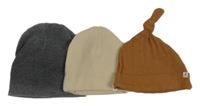 3x čepice antracitová+ béžová+ hnědá