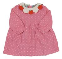 Růžové žebrované šaty s jablky Baby Boden 