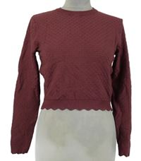 Dámský růžový vzorovaný crop svetr Zara 