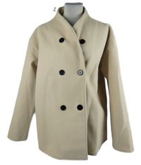 Dámský béžový flaušový sakový kabát 