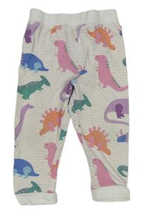 Bílo-růžové vzorované pyžamové kalhoty s dinosaury M&S