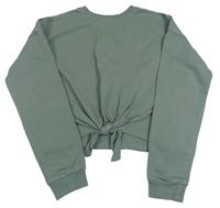 Khaki crop mikina s uzlem H&M