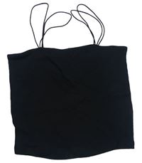 Černý žebrovaný crop top New Look