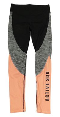 Černo-žíhano-lososové sportovní legíny H&M
