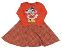 Červeno-kostkované bavlněné šaty s Minnie Disney 