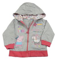 Šedá propínací mikina s Pepinou a kapucí 