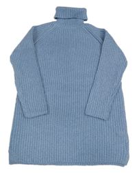 Modré pletené třpytivé šaty s rolákem M&S