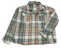 Bílo-růžovo-zeleno-modrá kostkovaná košilová vlněná bunda River Island