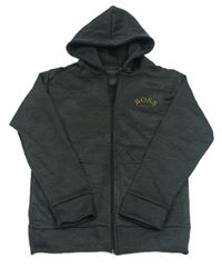 Antracitová melírovaná sportovní mikina s nápisem a kapucí Hugo Boss