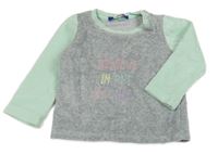 Šedo-zelenkavé sametové triko s nápisem Lupilu